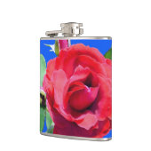 Flasques rose rouge et feuilles verts en bleu (Gauche)