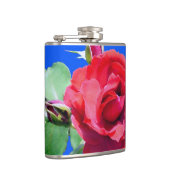 Flasques rose rouge et feuilles verts en bleu (Droite)