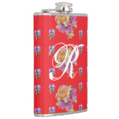 Flasques Rose rouge Shabby Chic Rose Motif Floral Initial (Droite)
