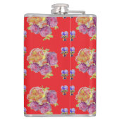 Flasques Rose rouge Shabby Chic Rose Motif Floral Initial (Dos)