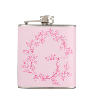 Flasques Rose vif Monogramme Fête de jeune fille Bacheloret