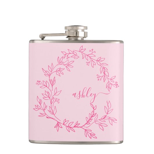 Flasques Rose vif Monogramme Fête de jeune fille Bacheloret (Devant)