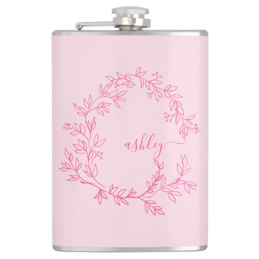Flasques Rose vif Monogramme Fille d'enterrement de vie de (Devant)