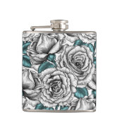 Flasques Roses blanches avec feuilles bleus (Devant)