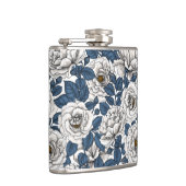 Flasques Roses blanches avec feuilles bleus sur blanc (Droite)