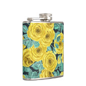 Flasques Roses d'aquarelle jaune avec feuilles et pattes de (Droite)