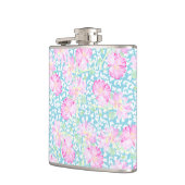 Flasques Roses roses blanches Papillons Sky Blue Hip Flask (Gauche)