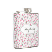 Flasques Roses roses romantiques Nom personnalisé Fiole fém (Droite)