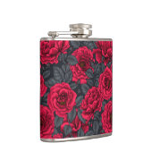 Flasques Roses rouges avec feuilles gris sur noir (Droite)