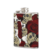Flasques Roses Rouges & Crânes Floral Noir Gothique Blanc (Gauche)