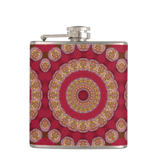 Flasques Rosettes Mandala Rouge Or Jaune (Devant)