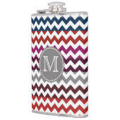Flasques Rouge blanc gris Chevron Zigzag Monogramme (Gauche)
