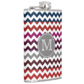 Flasques Rouge blanc gris Chevron Zigzag Monogramme (Droite)