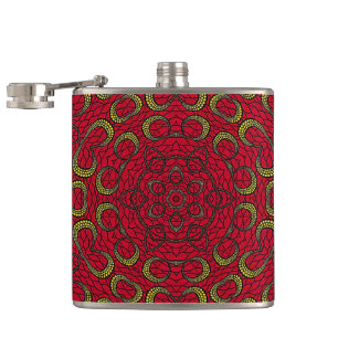 Flasques Rouge Boho Mandala Géométrique Rosette Rétro Hippi