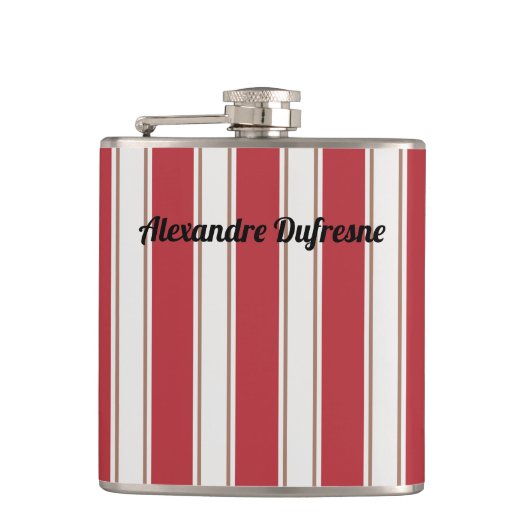 Flasques Rouge Classique, Blanc et Rayures de Souris Mocha (Devant)
