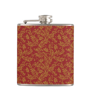 Flasques Rouge et motif floral d'or