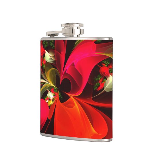 Flasques Rouge Vert Floral Moderne Art Abstrait Motif #02 (Gauche)