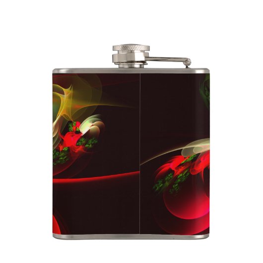 Flasques Rouge Vert Floral Moderne Art Abstrait Motif #02 (Dos)