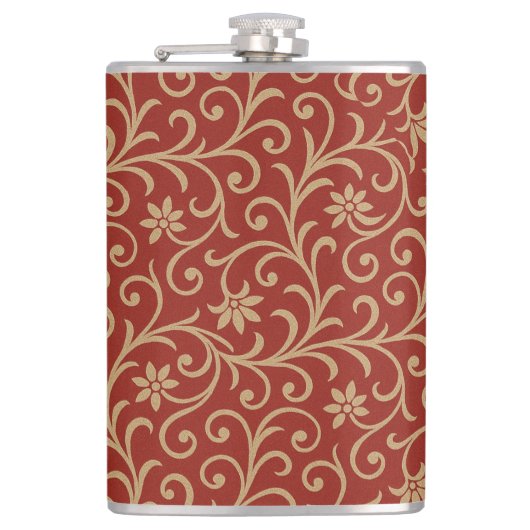 Flasques Rouges et or Damask Flor Scroll (Devant)