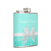 Flasques Ruban blanc d'Aqua de damassé Girly de turquoise (Droite)