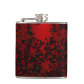 Flasques Ruby red black stylish floral vibrant élégant (Devant)