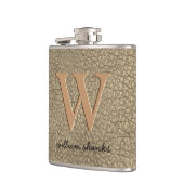 Flasques Russe kaki faux cuir monogramme nom patron (Gauche)