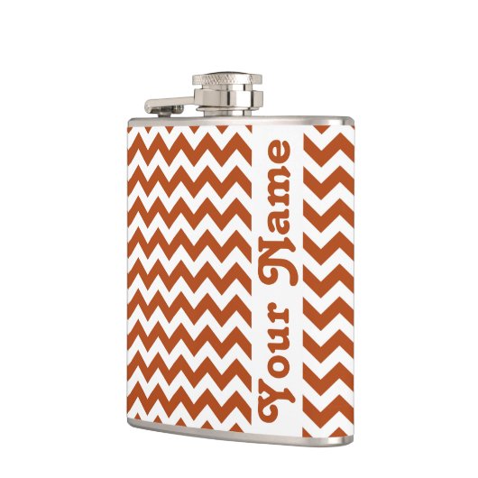 Flasques Rust Red Safari Chevron avec nom personnalisable (Gauche)