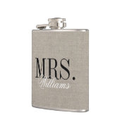 Flasques Rustic Chic Faux Burlap M. et Mme Monogram (Gauche)