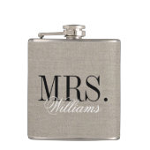 Flasques Rustic Chic Faux Burlap M. et Mme Monogram (Devant)