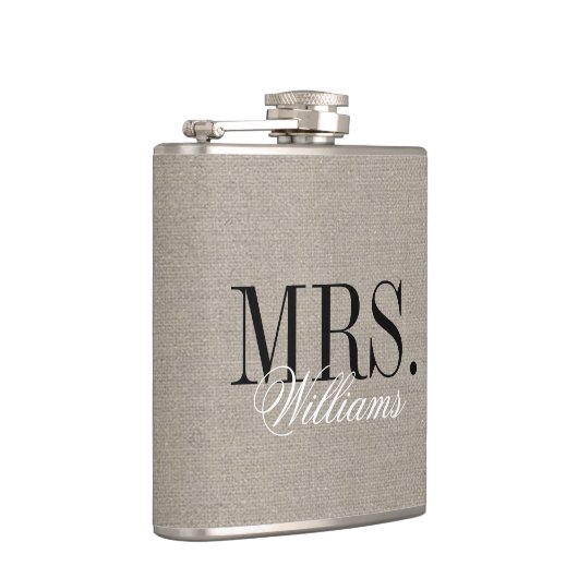 Flasques Rustic Chic Faux Burlap M. et Mme Monogram (Droite)