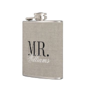 Flasques Rustic Chic Faux Burlap M. et Mme Monogram (Gauche)