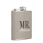 Flasques Rustic Chic Faux Burlap M. et Mme Monogram (Droite)
