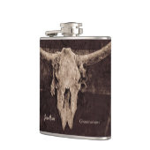 Flasques Rustique Western Bull Skull Mariage Pays Texture (Gauche)