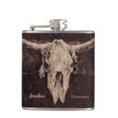 Flasques Rustique Western Bull Skull Mariage Pays Texture (Devant)