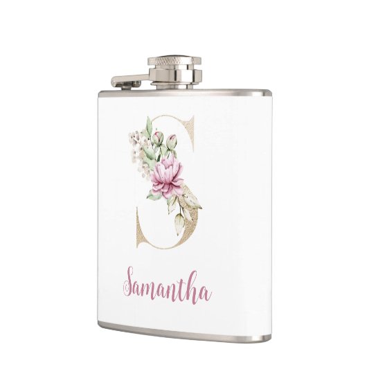 Flasques S initiale, S lettre dorée, Monogramme S, Floral r (Gauche)