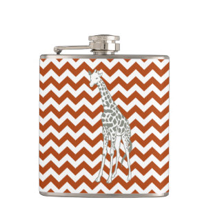 Flasques Safari Chevron Rouge Rouille avec Girafe Pop Art