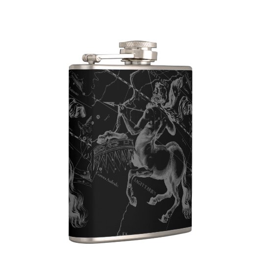 Flasques Sagittarius Constellation Hevelius Map on Black (Droite)
