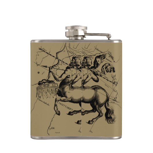 Flasques Sagittarius Constellation Map Hevelius 1690 (Dos)