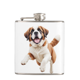 Flasques Saint Bernard Joyeux Joueur Jouer Jouer Jumping En