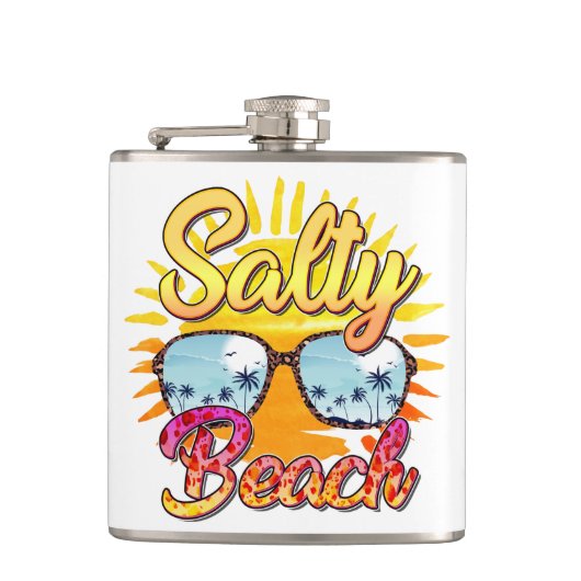 Flasques Salty Beach | Soleil et palmier tropicaux (Devant)