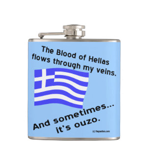 Flasques Sang d'Hellas et Ouzo