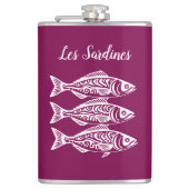 Flasques Sardines-Hawaïen-Pêcheur Couleur de vin de base (Devant)
