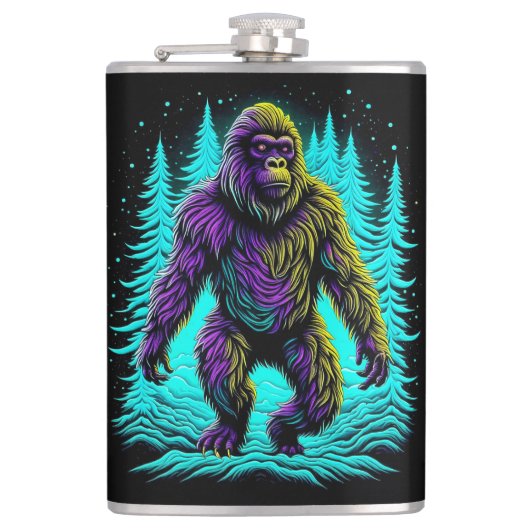 Flasques Sasquatch Bigfoot en Turquoise et noir (Devant)