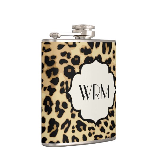 Flasques Sassy Empreinte de léopard Monogrammed (Droite)