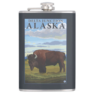 Flasques Scène de bison - jonction de delta, Alaska