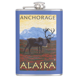 Flasques Scène de caribou - Anchorage, Alaska
