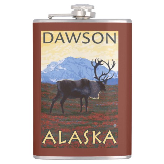 Flasques Scène de caribou - Dawson, Alaska (Devant)