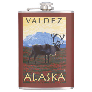 Flasques Scène de caribou - Valdez, Alaska