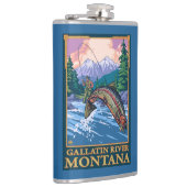 Flasques Scène de pêche de mouche - rivière de gallatine, (Droite)