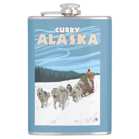 Flasques Scène Sledding de chien - cari, Alaska (Devant)